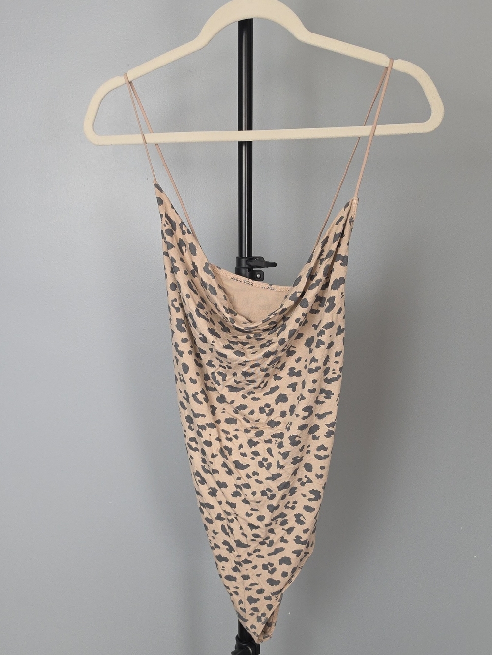 Abercrombie & Fitch Cowl Neck Leopard  Print Bodysuit- Size XL, NEW